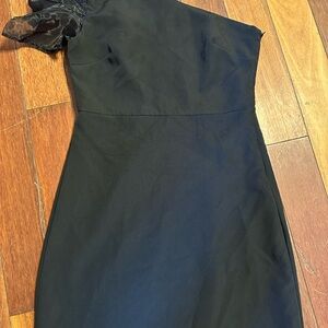 TCEC Black One-Shoulder Dress with Lace Detail